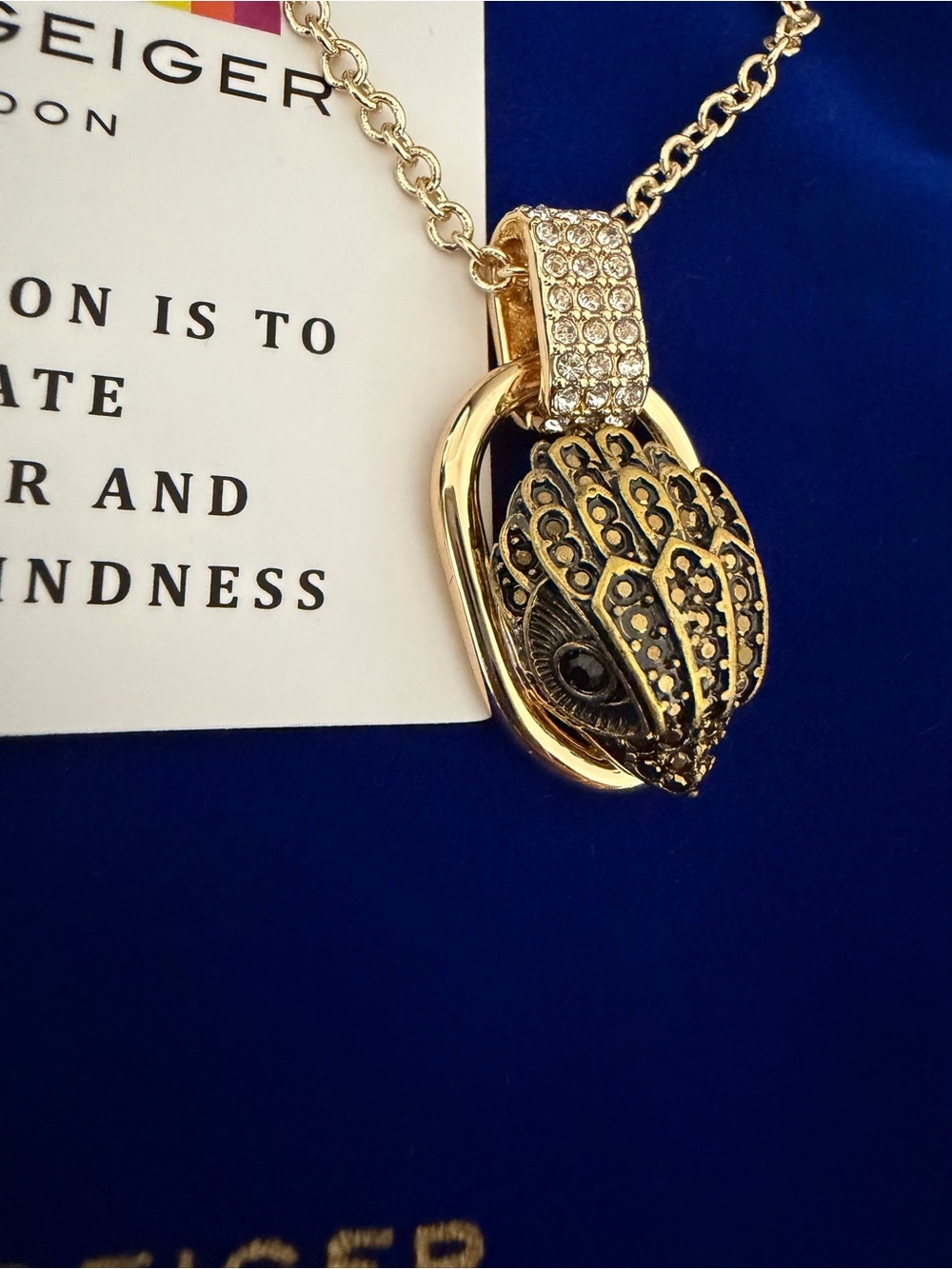 Kurt Geiger London Chelsea Necklace Gold Brass Crystal Eagle Pendant